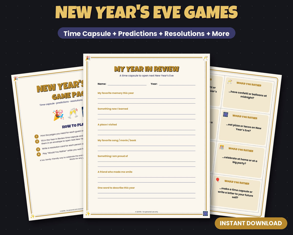 New Year's Eve Game Pack – Time Capsule, Predictions & More