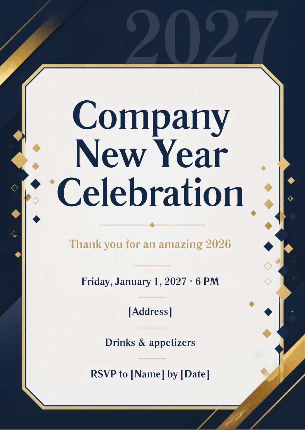 Company New Year Celebration Office Party Invitation – Editable Canva Template