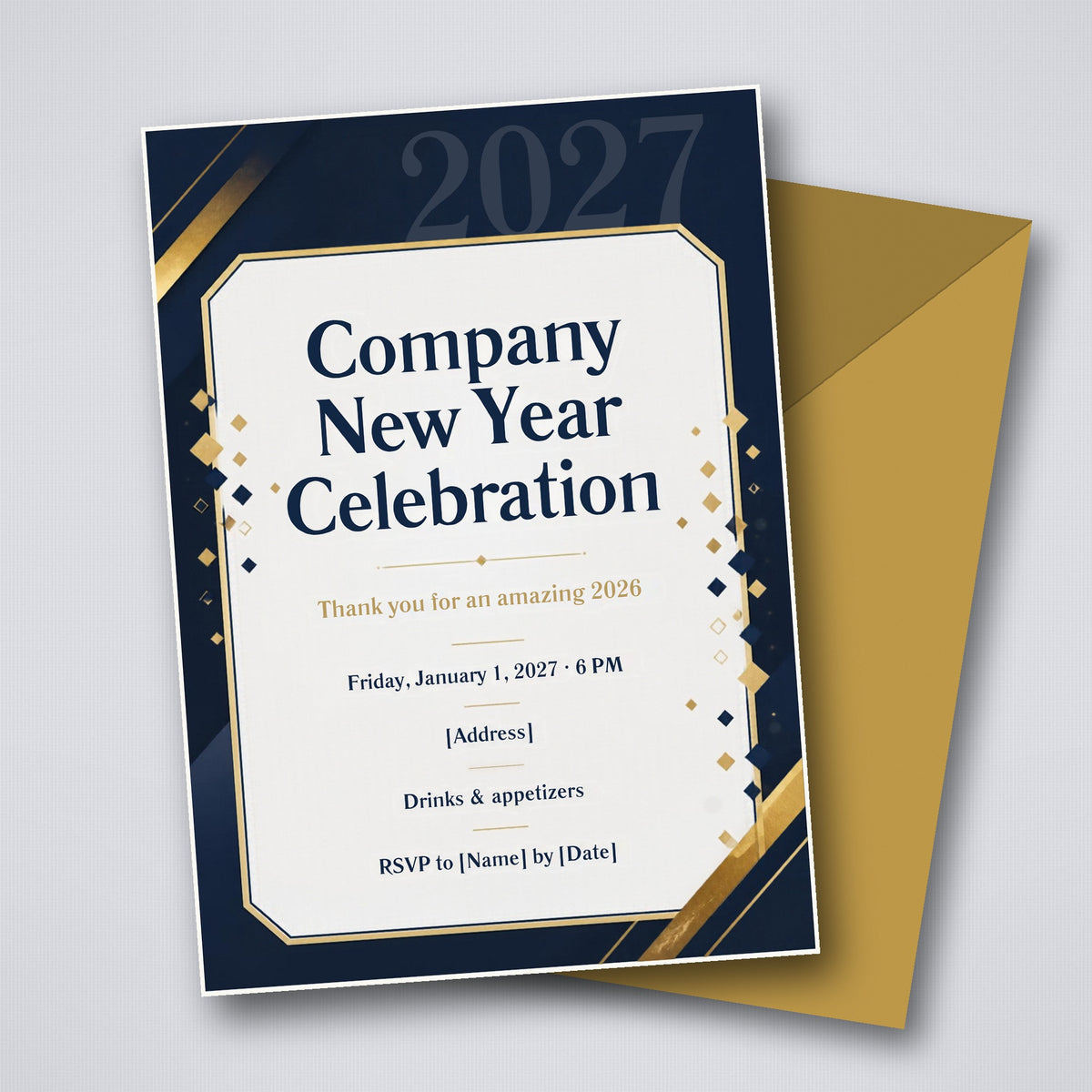 Company New Year Celebration Office Party Invitation – Editable Canva Template