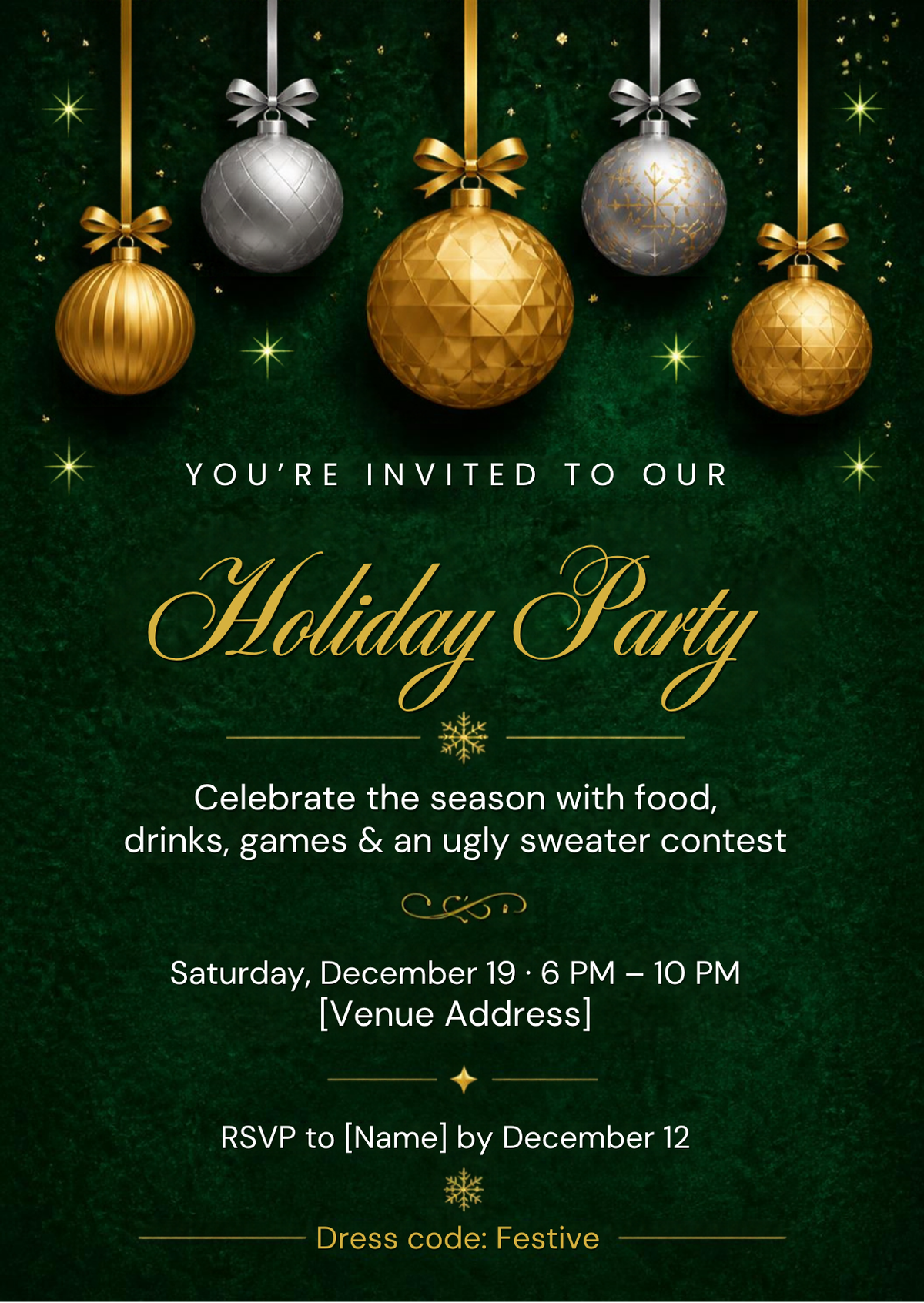 Holiday Office Party Invitation – Editable Canva Template