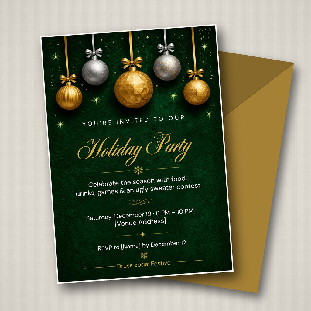 Holiday Office Party Invitation – Editable Canva Template