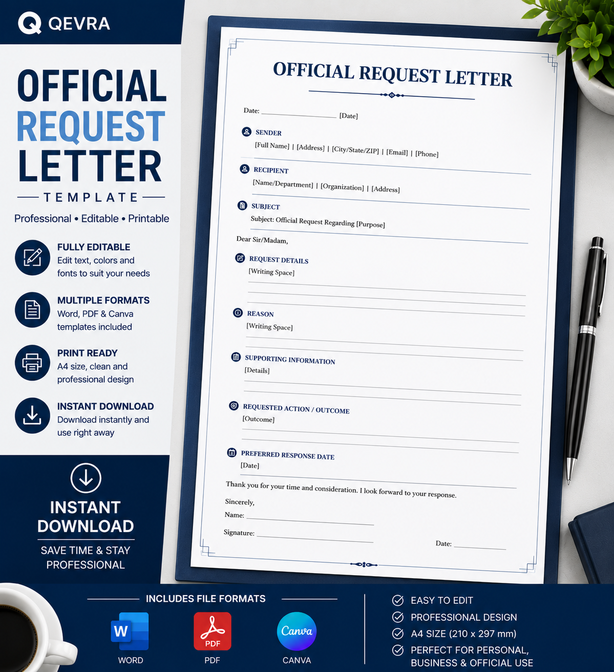 Official Request Letter Template | Editable Word, PDF & Canva