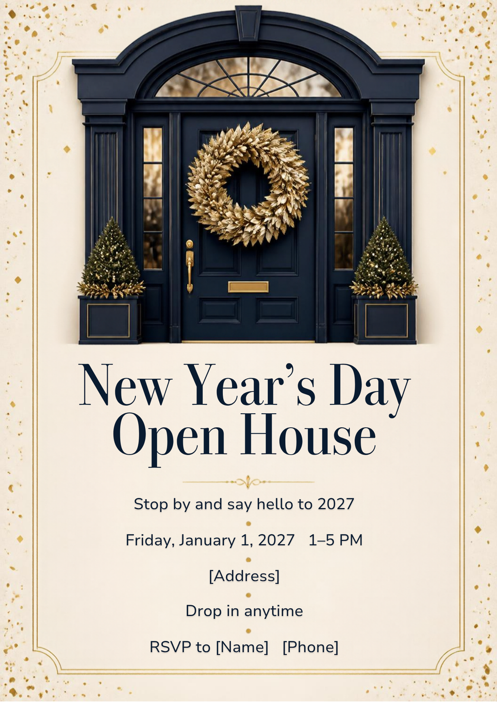 New Year's Day Open House Invitation – Editable Canva Template