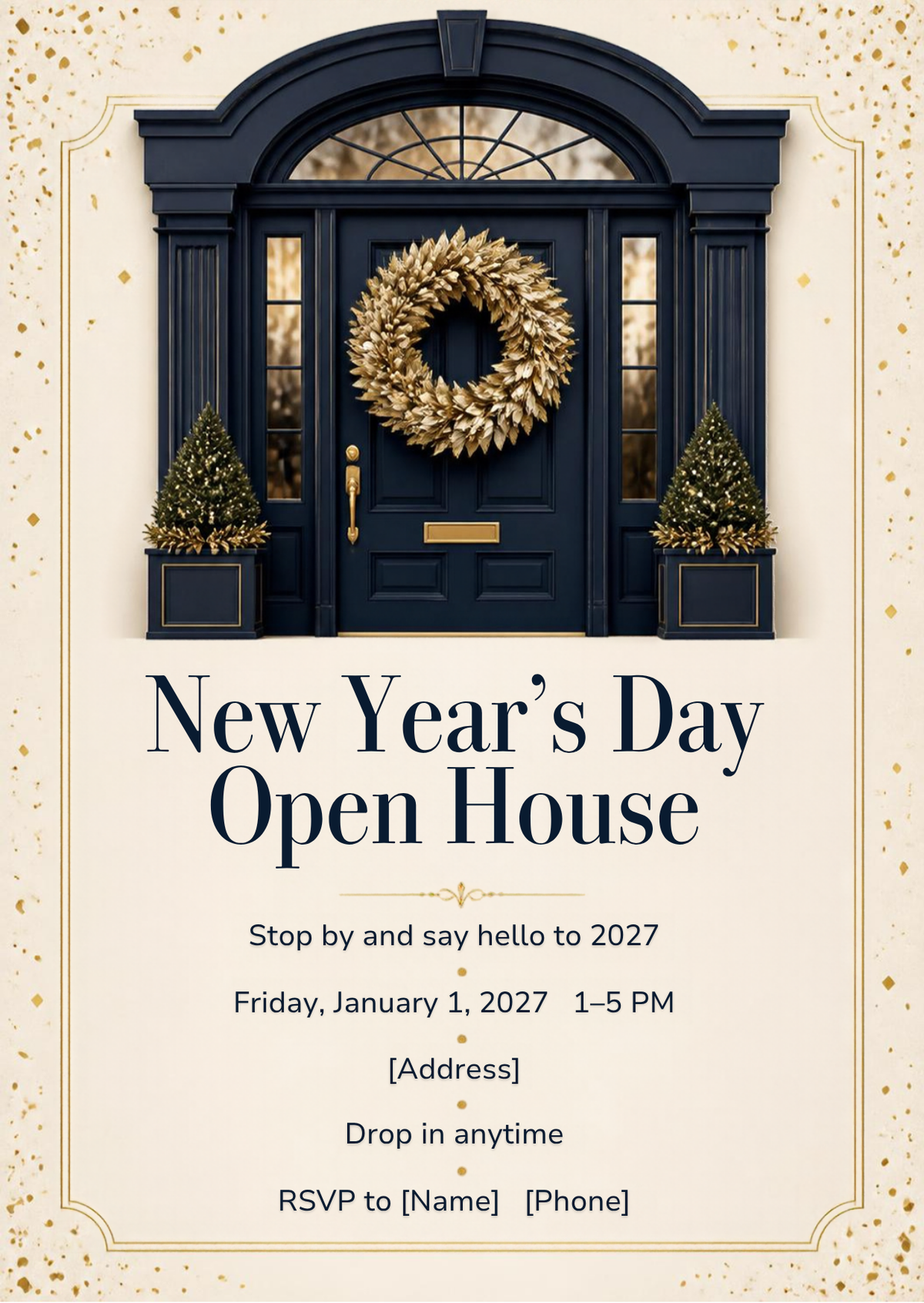 New Year's Day Open House Invitation – Editable Canva Template