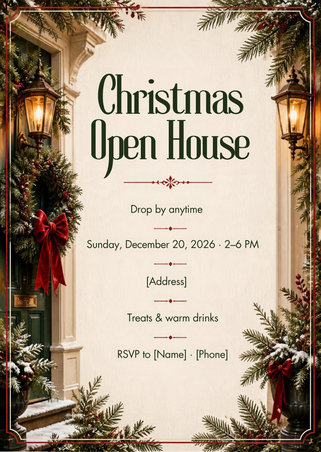 Christmas Open House Invitation – Editable Canva Template