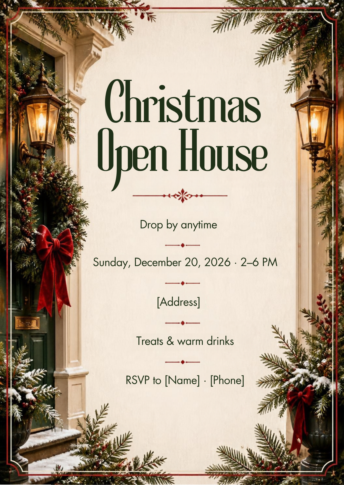 Christmas Open House Invitation – Editable Canva Template