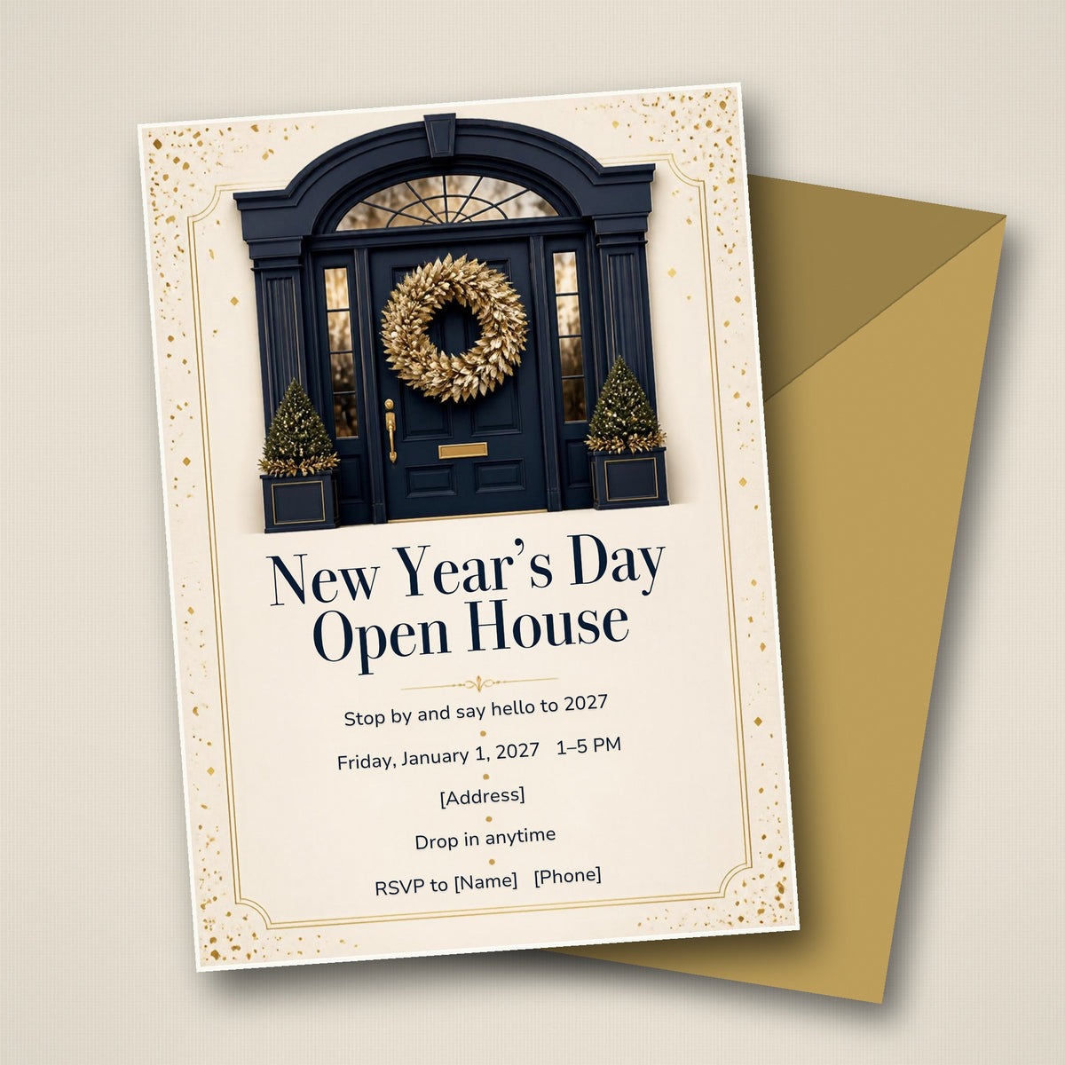 New Year's Day Open House Invitation – Editable Canva Template