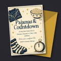 Pajamas & Countdown Cozy New Year's Eve Invitation – Editable Canva Template