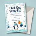 Penguin Winter Birthday Party Invitation – Editable Canva Template