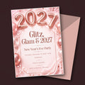 Pink & Rose Gold "Glitz, Glam & 2027" New Year's Eve Party Invitation – Editable Canva Template