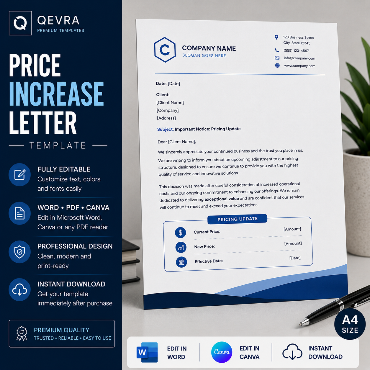 Price Increase Letter Template | Editable Word, PDF & Canva