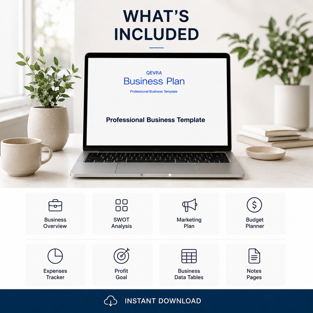QEVRA Business Planner | Editable Canva, Word & Printable PDF