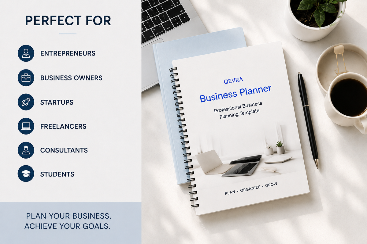QEVRA Business Planner | Editable Canva, Word & Printable PDF