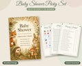 Woodland Baby Shower Party Set – Fillable Invitation + 15 Printable Games