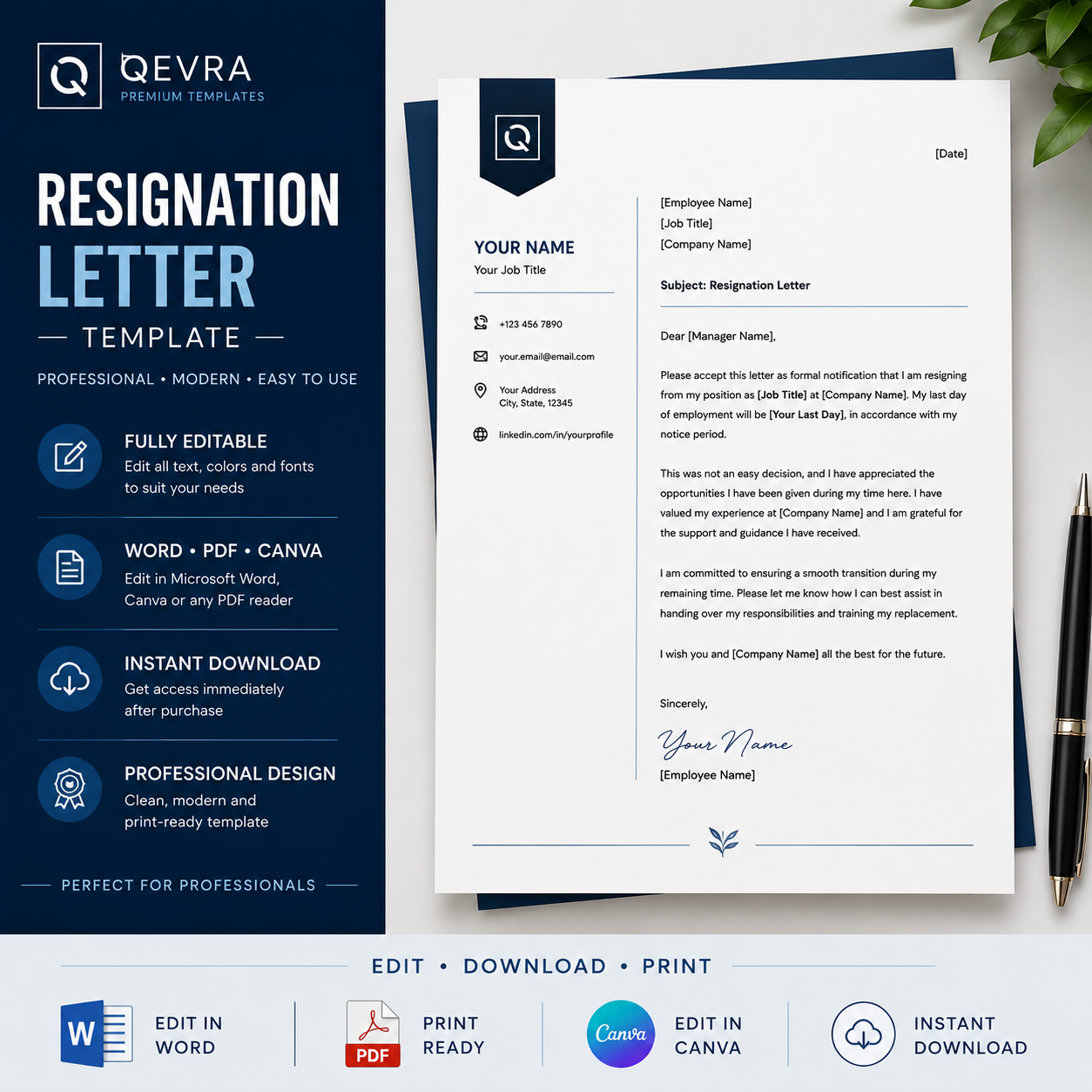 Resignation Letter Template | Editable Word, PDF & Canva