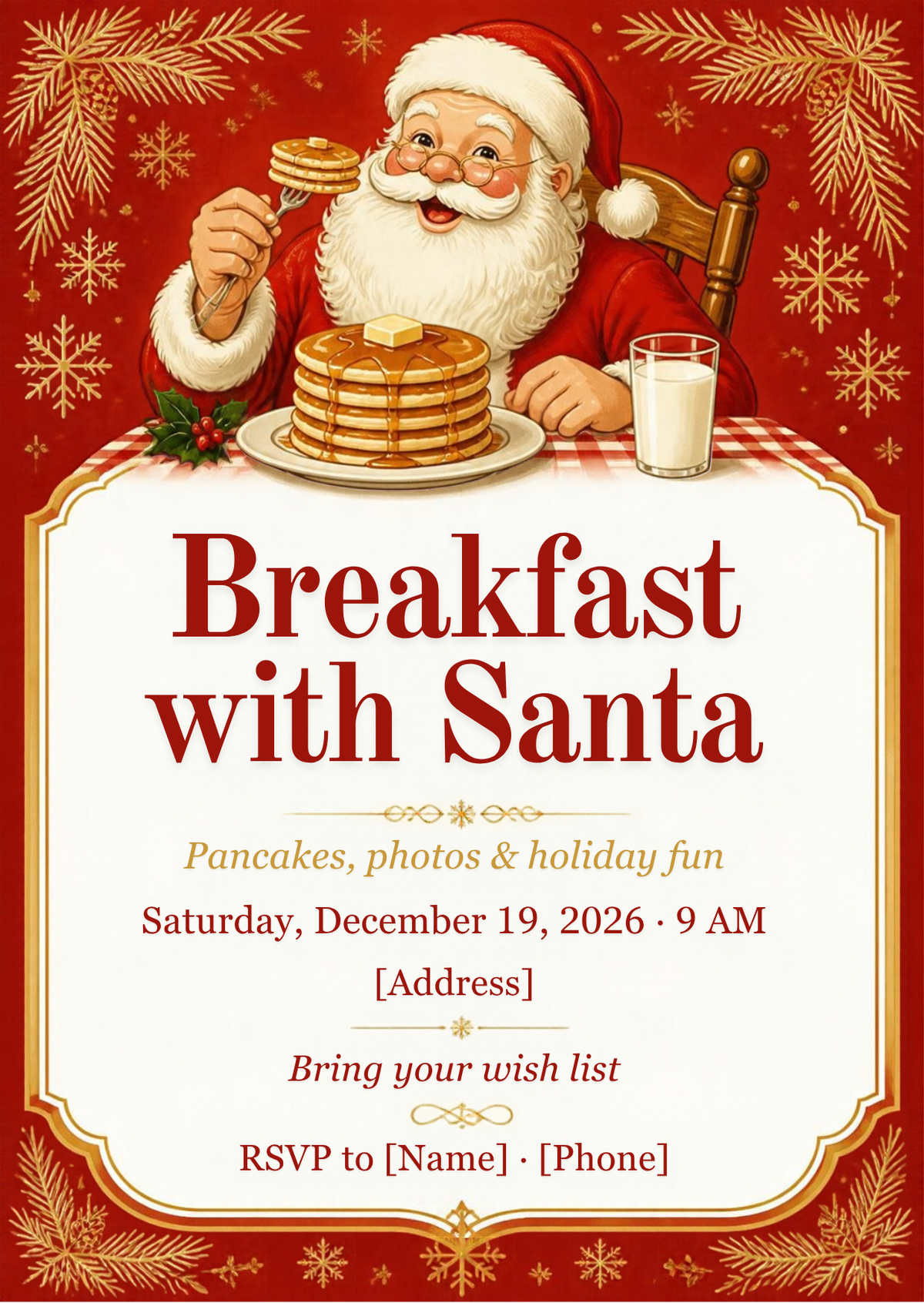 Breakfast with Santa Invitation – Editable Canva Template