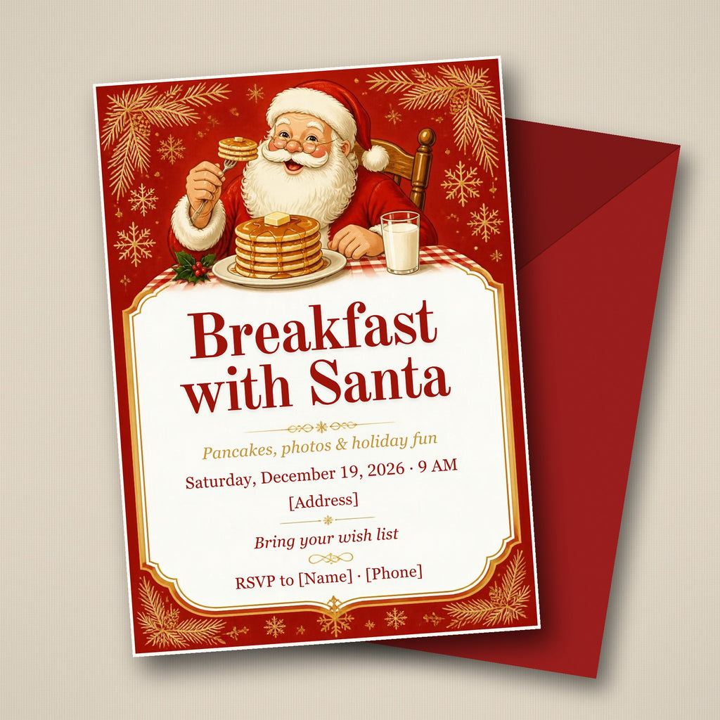 Breakfast with Santa Invitation – Editable Canva Template