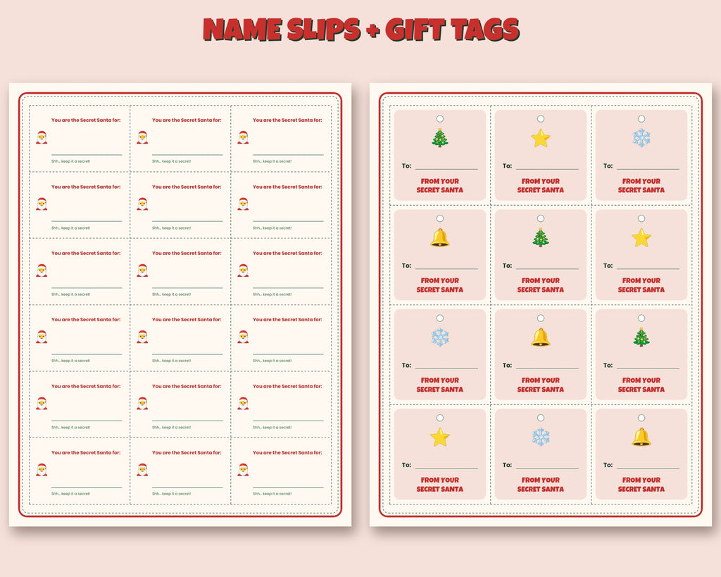 Secret Santa Kit – Wish Cards, Name Slips & Gift Tags
