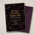 Dark Floral New Year's Eve Supper Club Invitation – Editable Canva Template
