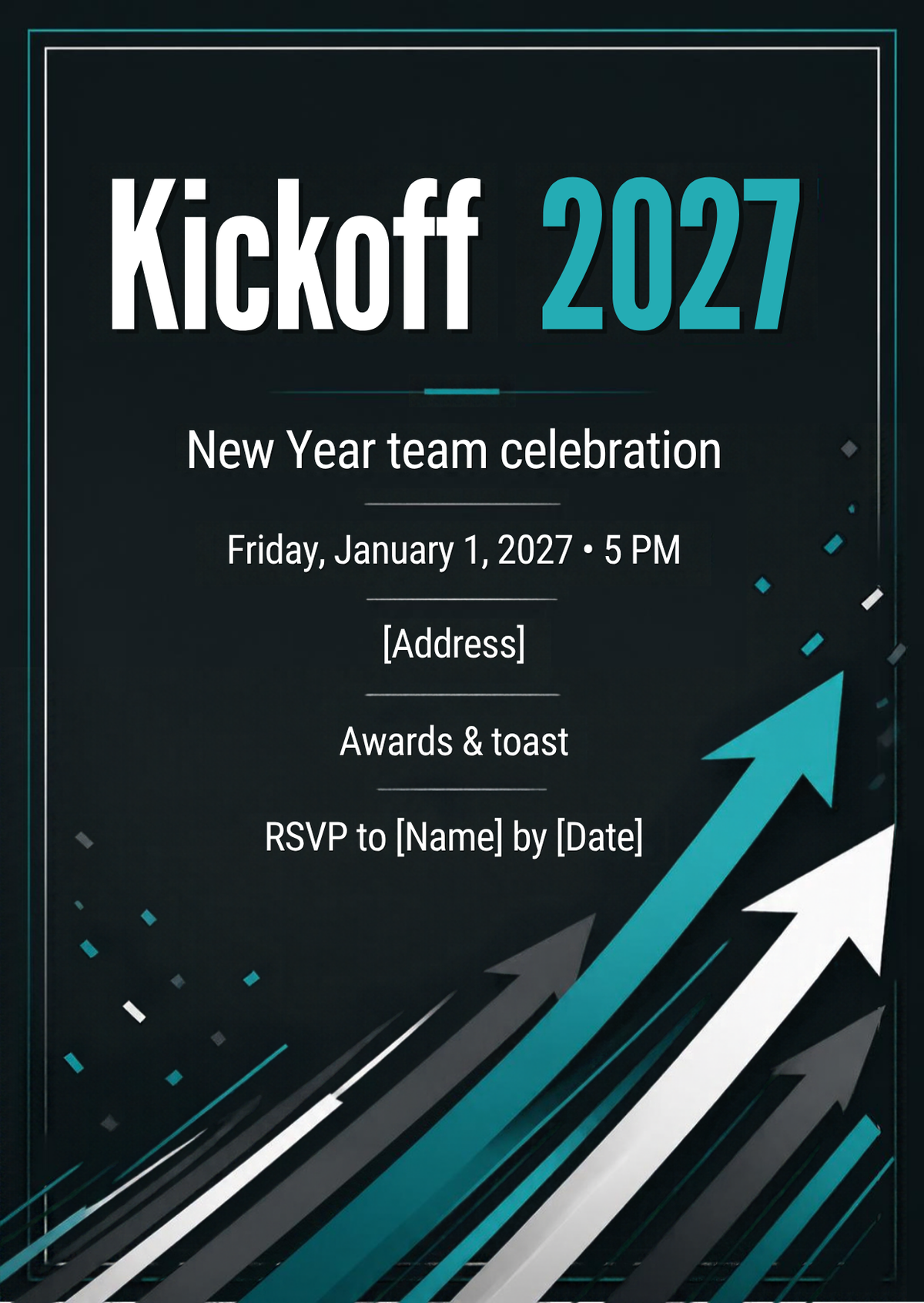 Kickoff 2027 New Year Team Celebration Invitation – Editable Canva Template
