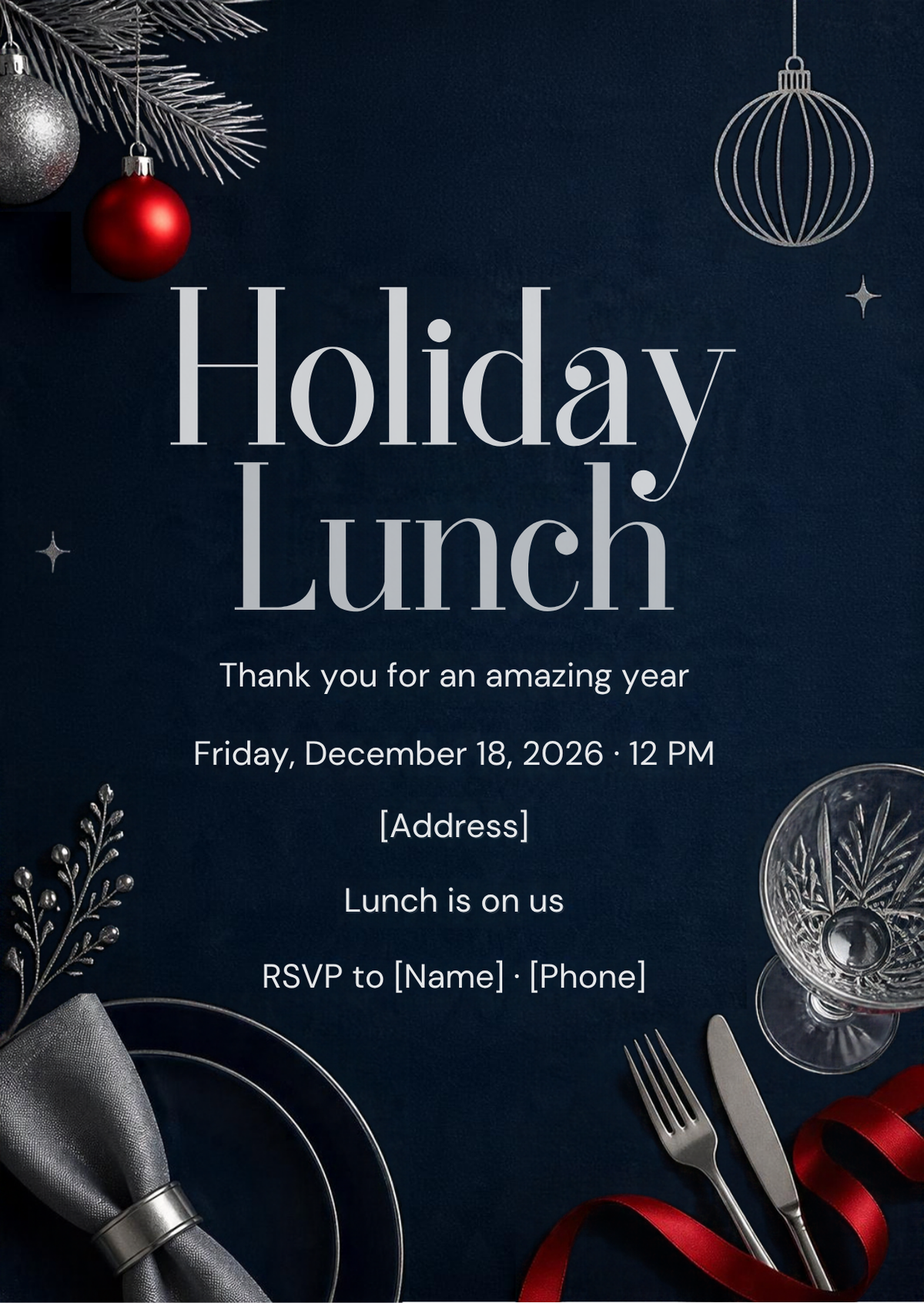 Team Holiday Lunch Invitation – Editable Canva Template