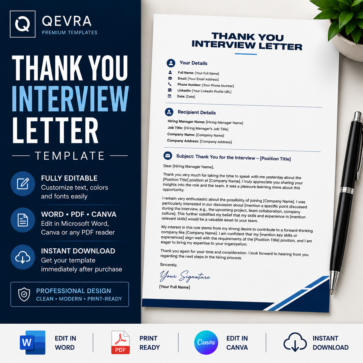 Thank You Interview Letter Template | Editable Word, PDF & Canva