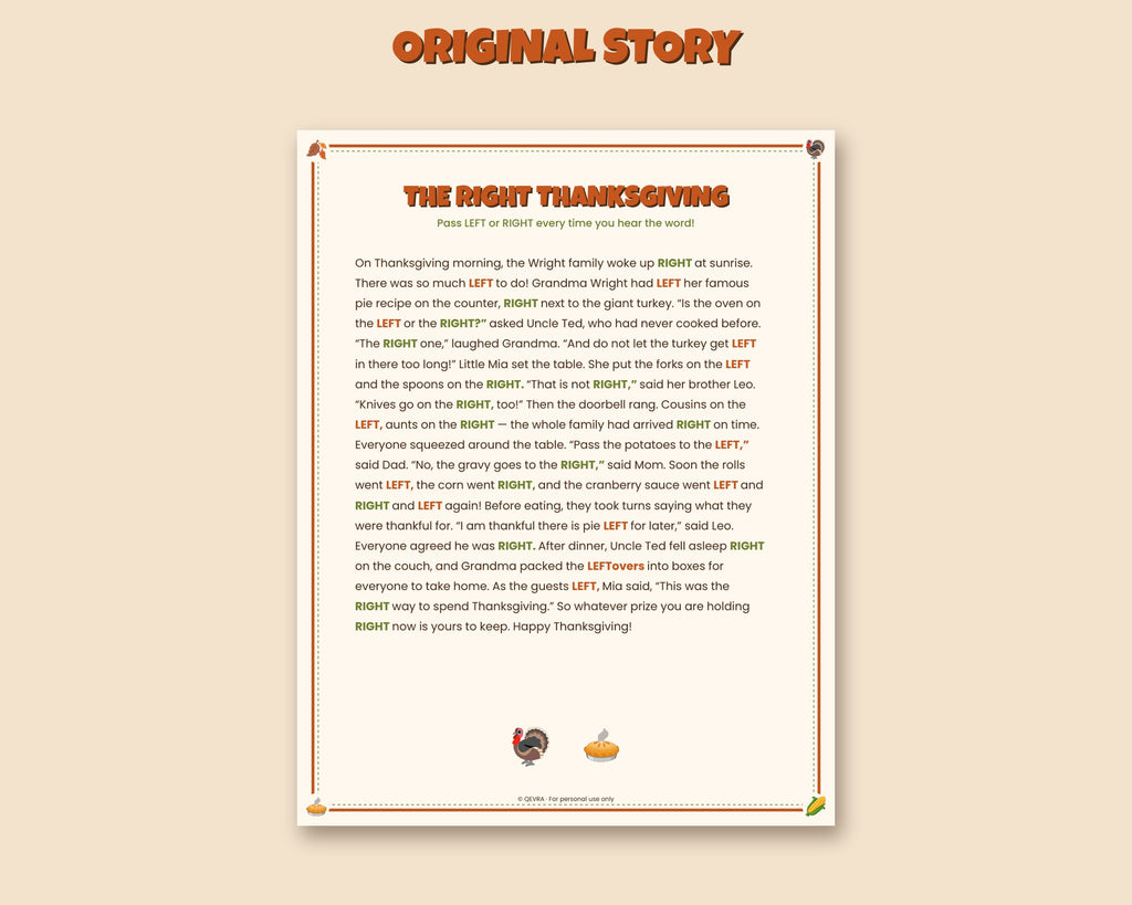 Thanksgiving Left Right game printable – pass the prize story for families and parties – preview 3