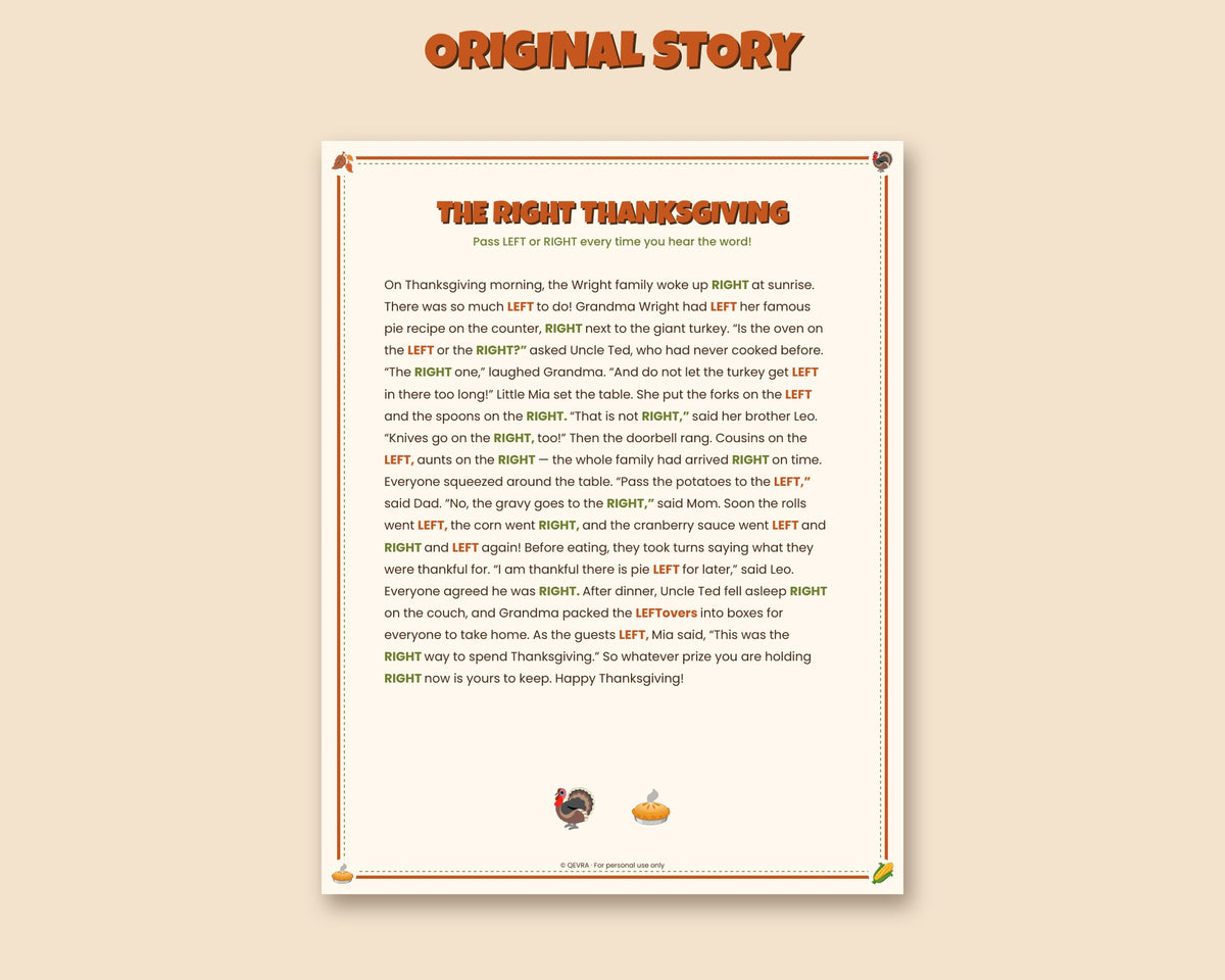 Thanksgiving Left Right game printable – pass the prize story for families and parties – preview 3