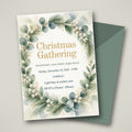 Watercolor Wreath Christmas Gathering Invitation – Editable Canva Template