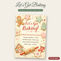 Let's Get Baking Cookie Decorating Party Invitation – Pastel Christmas Cookies, Editable Canva 5x7