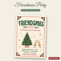 Friendsmas Party Invitation – Retro Christmas Friends Party, Editable Canva Template 5x7