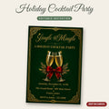 Jingle & Mingle Holiday Cocktail Party Invitation – Emerald & Gold, Editable Canva 5x7