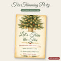 Tree Trimming Party Invitation – Watercolor Christmas Tree, Editable Canva Template 5x7
