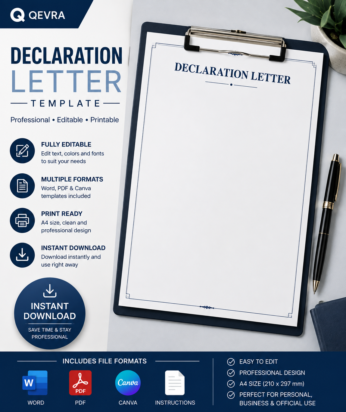 Declaration Letter Template | Editable Word, PDF & Canva