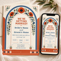 Mediterranean Poppy terracotta wedding invitation – editable Canva template, 5x7