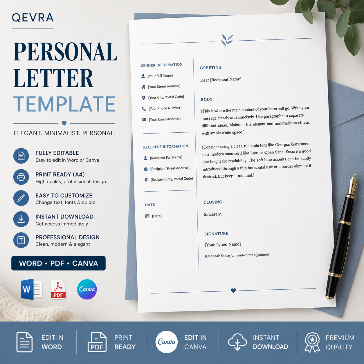 Personal Letter Template | Editable Word, PDF & Canva